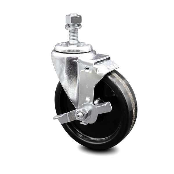5 Inch Phenolic Wheel Swivel 12mm Threaded Stem Caster with Brake SCC